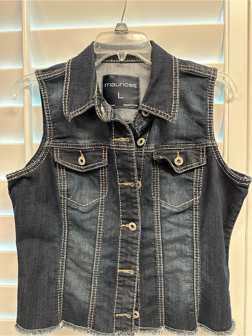 Maurices Dark Blue Denim Sleeveless Vest